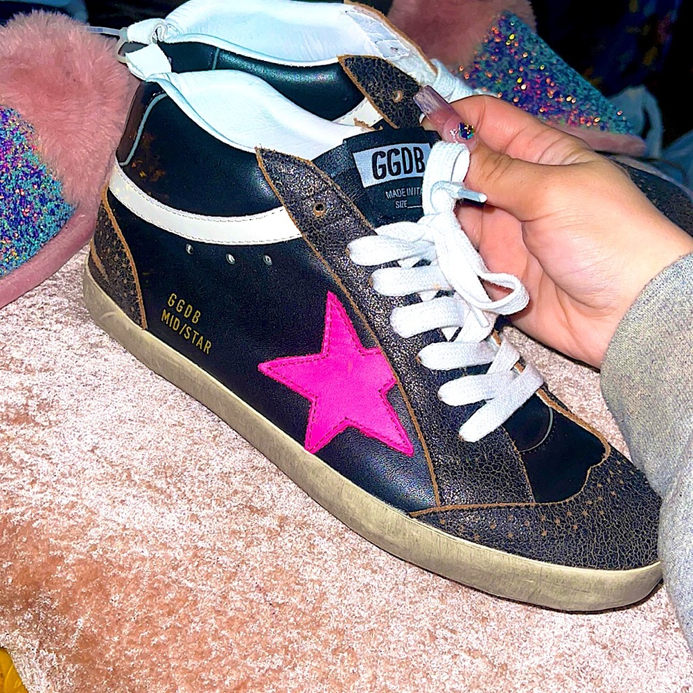 Golden Goose Deluxe Brand (GGDB) Mid/Star (Black, Pink & White)